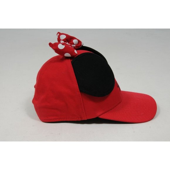 Disney Kid's Red Black Minnie Mouse Bow & Ears Adjustable Baseball Hat Cap - Picture 4 of 11